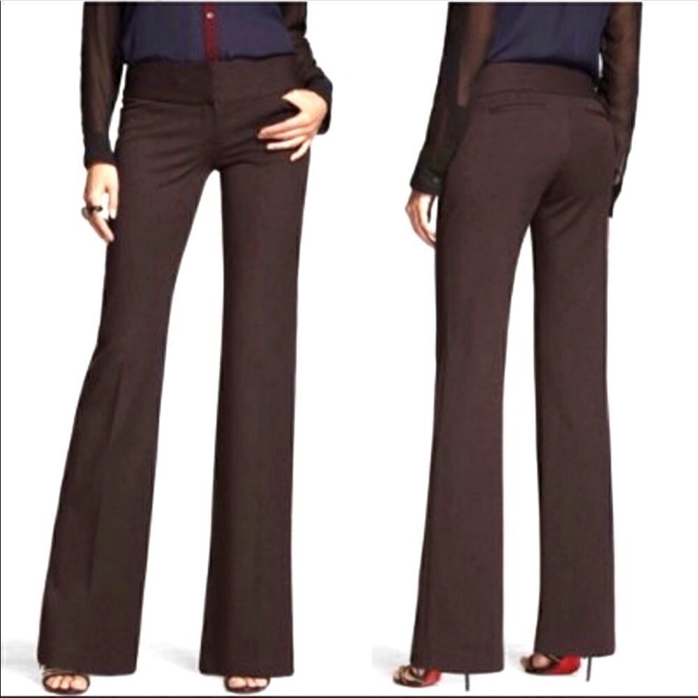 Express Design Flat waist fitted flare khaki pants